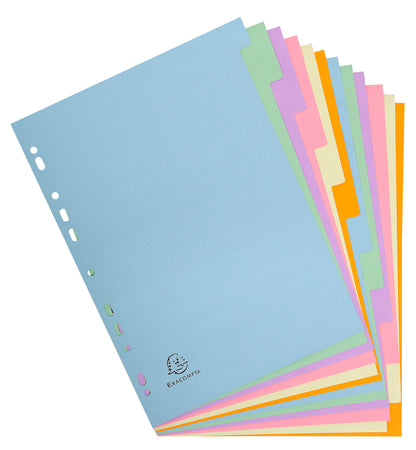 Exacompta Forever Recycled Divider 12 Part A4 170gsm Card Assorted Colours - 1612E