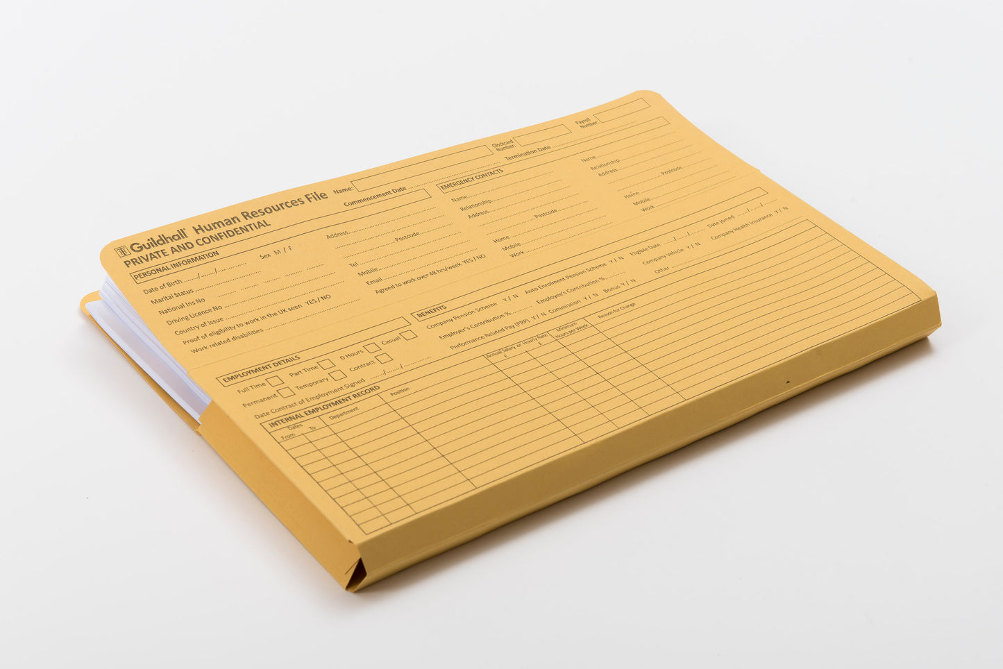 Guildhall Pre-Printed HR File Manilla 244x355mm 315gsm Yellow (Pack 50) - 211/1300Z