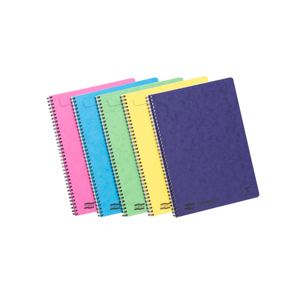 Clairefontaine Europa Notemaker A4 Wirebound Pressboard Cover Notebook Ruled 120 Pages Assorted Colours (Pack 10) 3154Z - NWT FM SOLUTIONS - YOUR CATERING WHOLESALER