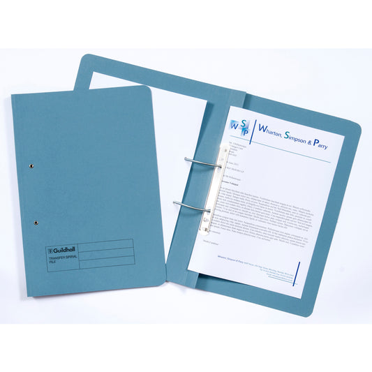 Guildhall Spring Transfer File Manilla Foolscap 315gsm Blue (Pack 50) - 348-BLUZ - NWT FM SOLUTIONS - YOUR CATERING WHOLESALER