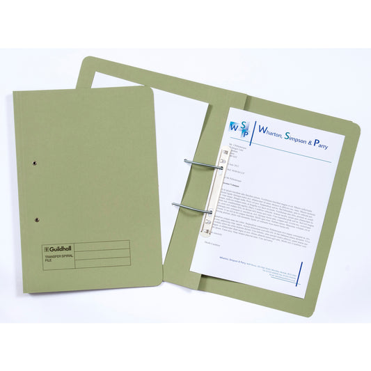 Guildhall Spring Transfer File Manilla Foolscap 315gsm Green (Pack 50) - 348-GRNZ - NWT FM SOLUTIONS - YOUR CATERING WHOLESALER