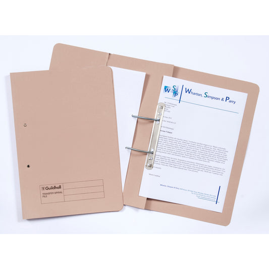 Guildhall Transfer Spring Transfer File Manilla Foolscap 315gsm Buff (Pack 25) - 349-BUFZ - NWT FM SOLUTIONS - YOUR CATERING WHOLESALER