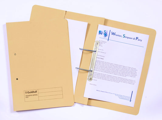 Guildhall Transfer Spring Transfer File Manilla Foolscap 315gsm Yellow (Pack 25) - 349-YLWZ - NWT FM SOLUTIONS - YOUR CATERING WHOLESALER