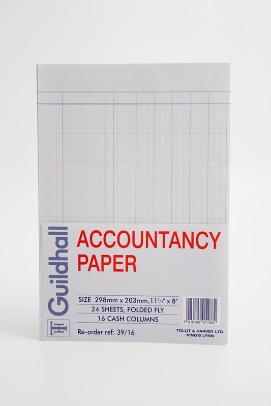 Guildhall Account Paper 298x203mm 16 Cash Column 24 Sheets 39/16Z - NWT FM SOLUTIONS - YOUR CATERING WHOLESALER
