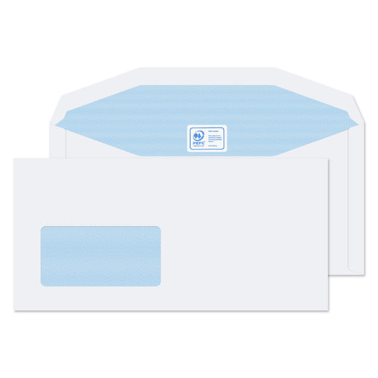 Blake Purely Everyday Mailer Envelope DL+ 114x235mm Gummed Window 90gsm White (Pack 1000) - 3904 - NWT FM SOLUTIONS - YOUR CATERING WHOLESALER