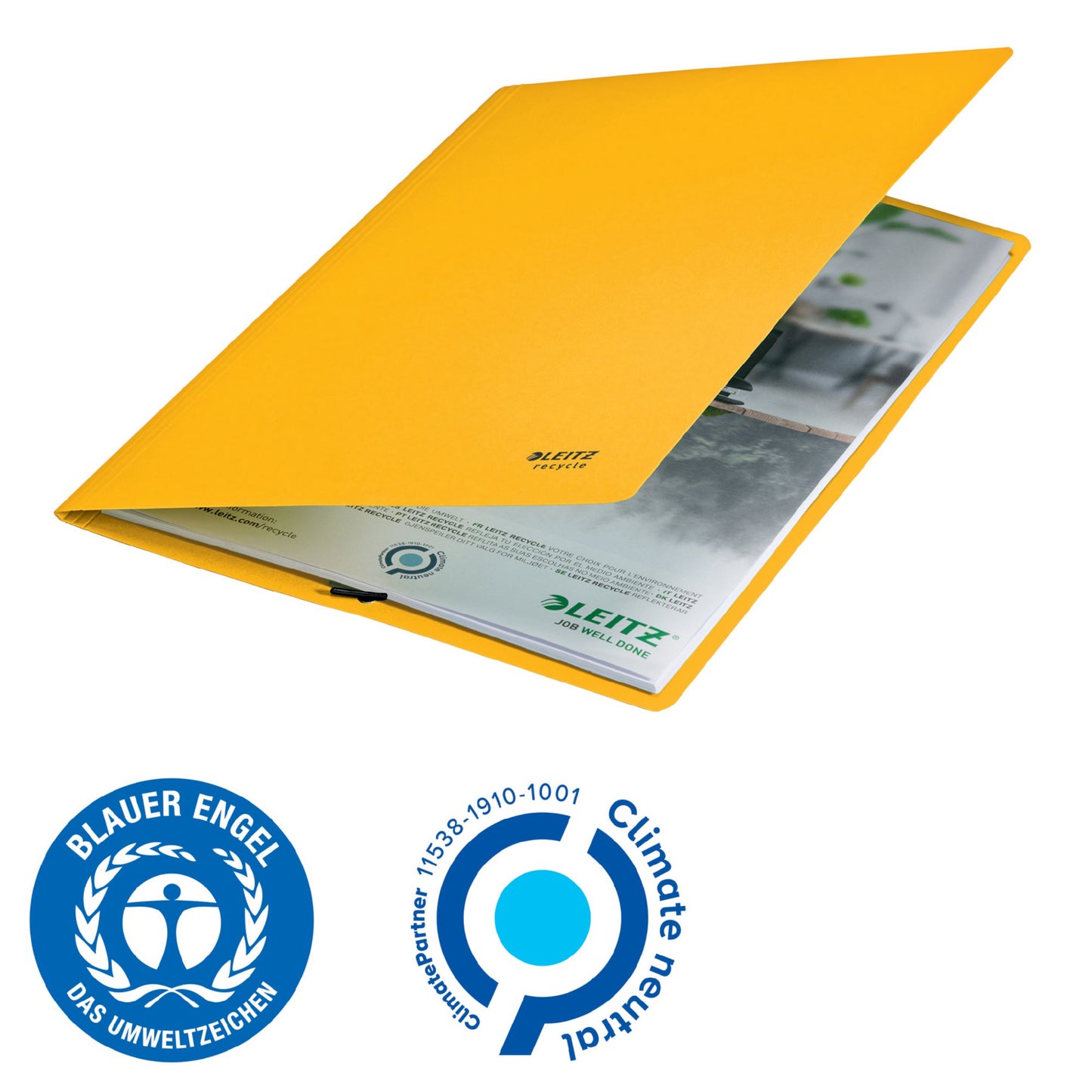 Leitz Recycle Card Folder With Elastic Band Closure A4 Yellow 39080015