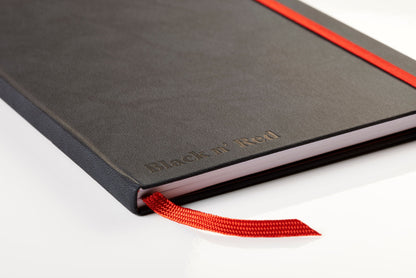 Black n Red Journal A6 Casebound Ruled 144 Pages Black With Red Elastic Strap 400033672