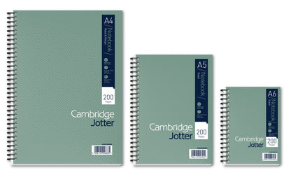 Cambridge Jotter A5 Wirebound Card Cover Notebook Ruled 200 Pages Metallic Green (Pack 3) - 400039063