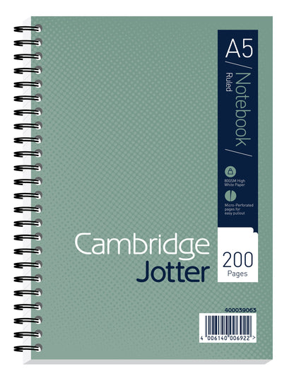 Cambridge Jotter A5 Wirebound Card Cover Notebook Ruled 200 Pages Metallic Green (Pack 3) - 400039063 - NWT FM SOLUTIONS - YOUR CATERING WHOLESALER