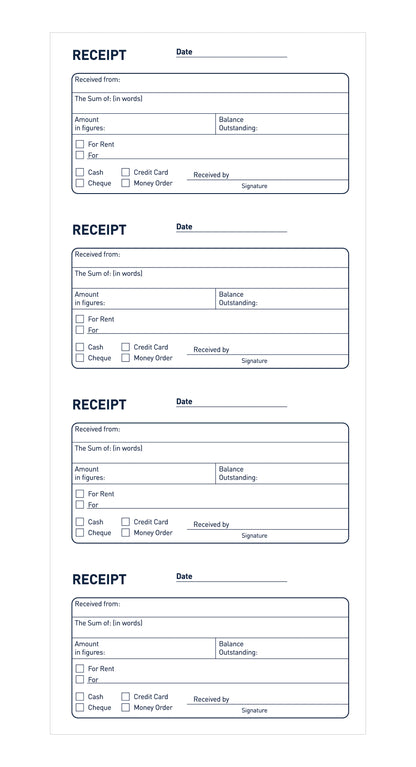 Challenge 280 x 141mm Duplicate Receipt Book Carbonless Taped Cloth Binding 200 Sets - 400048651