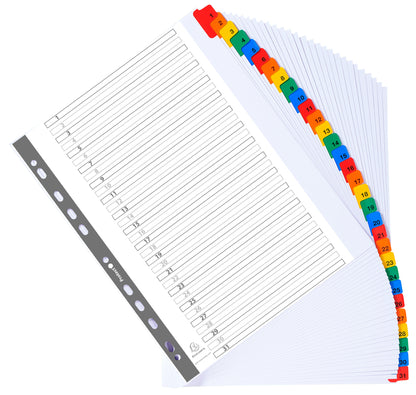 Exacompta Index 1-31 A4 Extra Wide 160gsm Card White with Coloured Mylar Tabs - 4131E