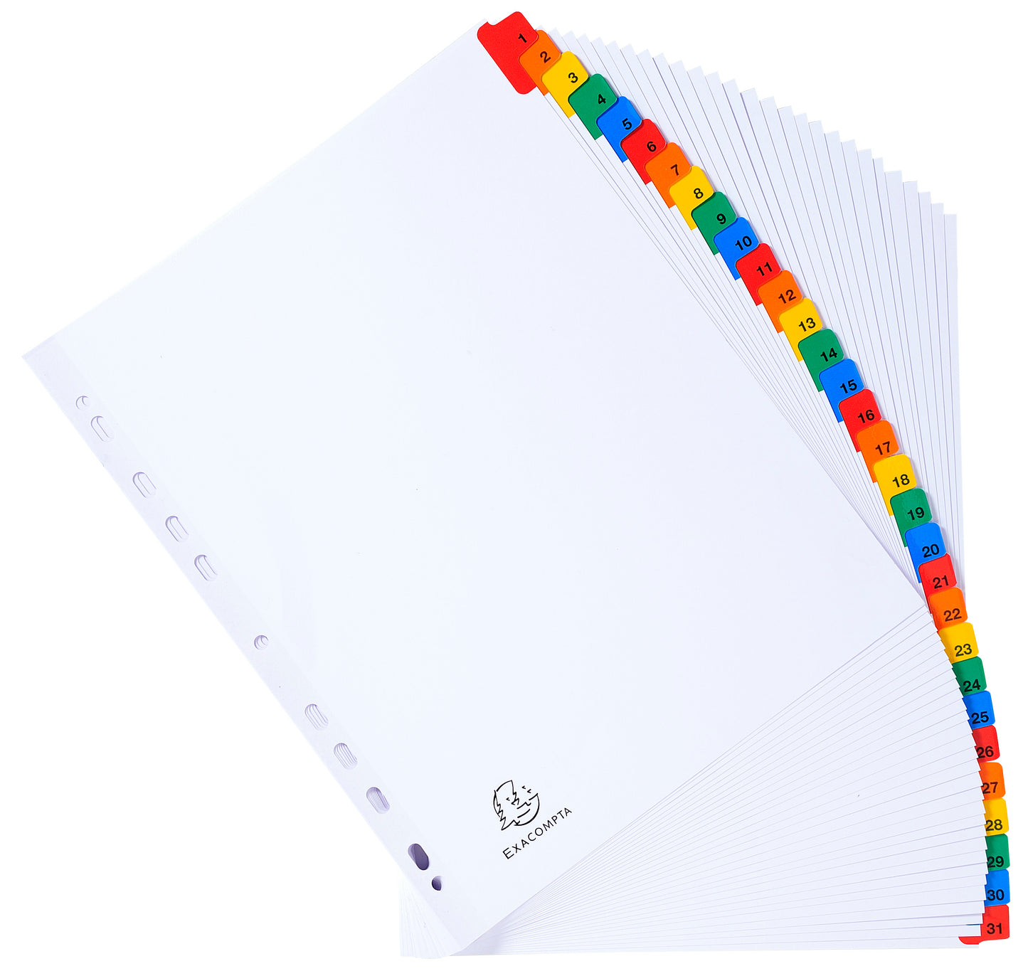 Exacompta Index 1-31 A4 Extra Wide 160gsm Card White with Coloured Mylar Tabs - 4131E