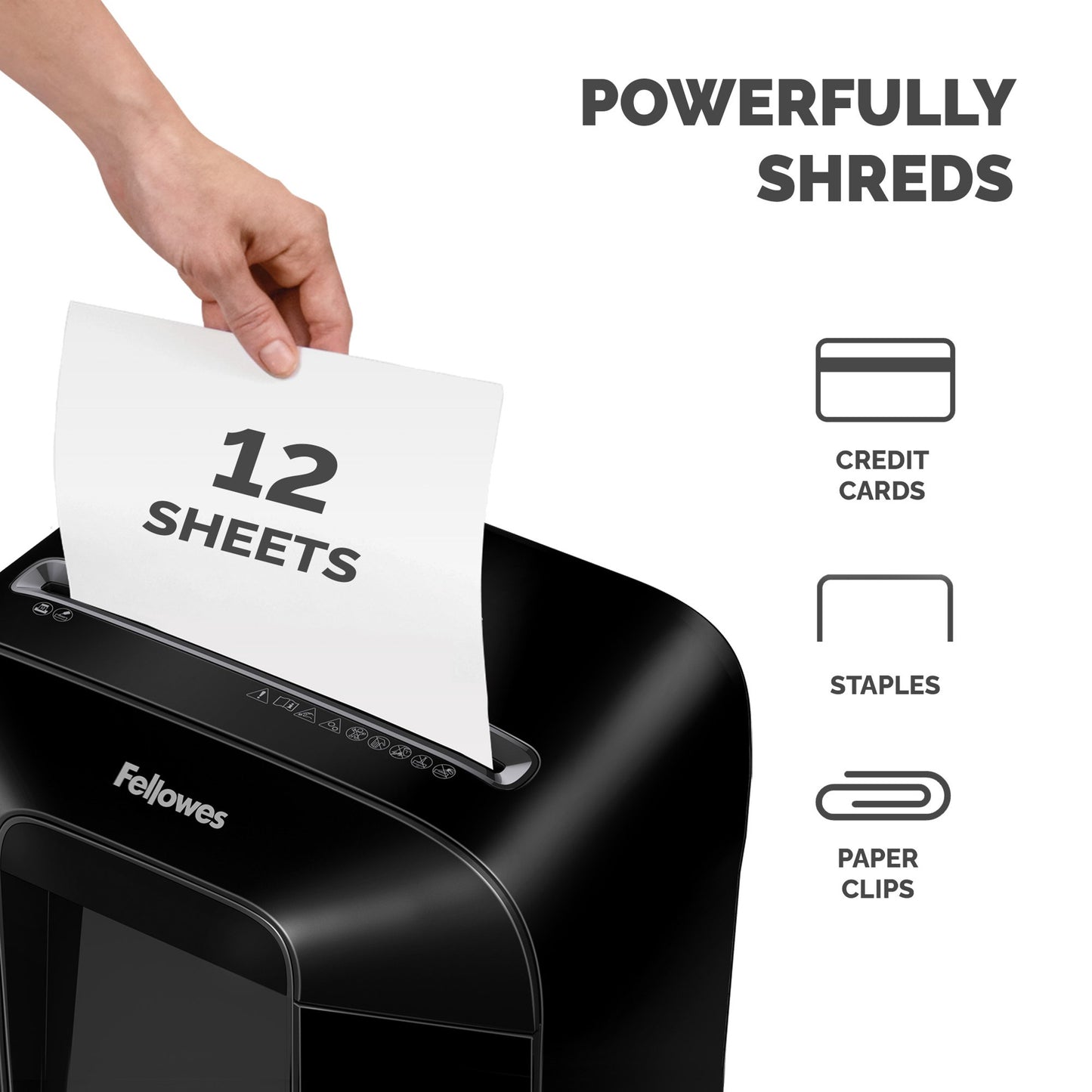 Fellowes Powershred LX85 Cross Cut Shredder 19 Litre 12 Sheet Black 4400901