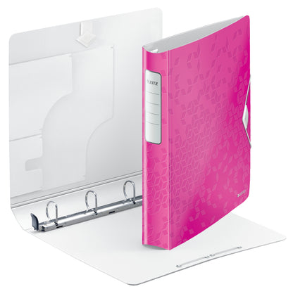 Leitz WOW Ring Binder Polypropylene 4 D-Ring A4 30mm Rings Pink Metallic (Pack 5) 42400023
