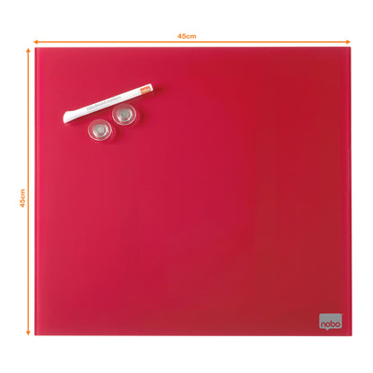 Nobo Magnetic Glass Whiteboard Tile 450x450mm Red 1903955