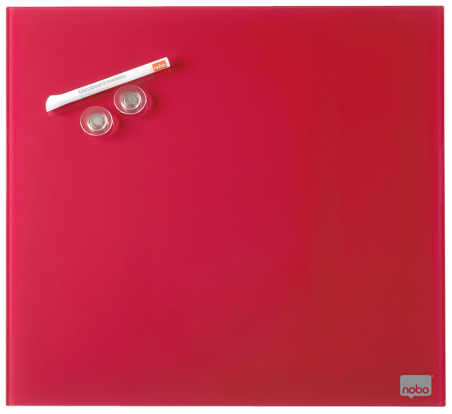 Nobo Magnetic Glass Whiteboard Tile 450x450mm Red 1903955