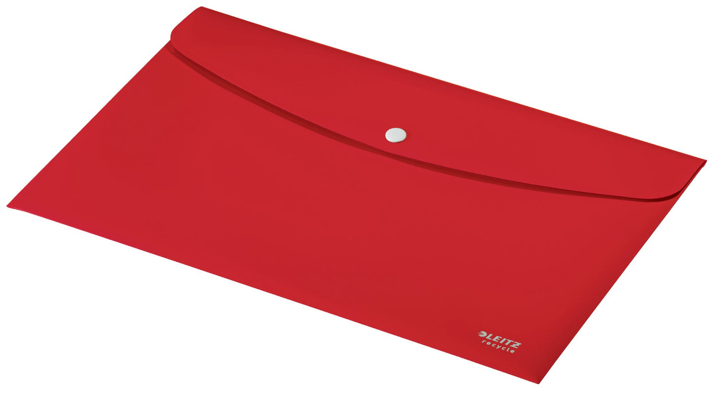 Leitz Recycle Polypropylene Document Wallet With Push Button Closure Red 46780025