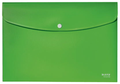 Leitz Recycle Polypropylene Document Wallet With Push Button Closure Green 46780055 - NWT FM SOLUTIONS - YOUR CATERING WHOLESALER