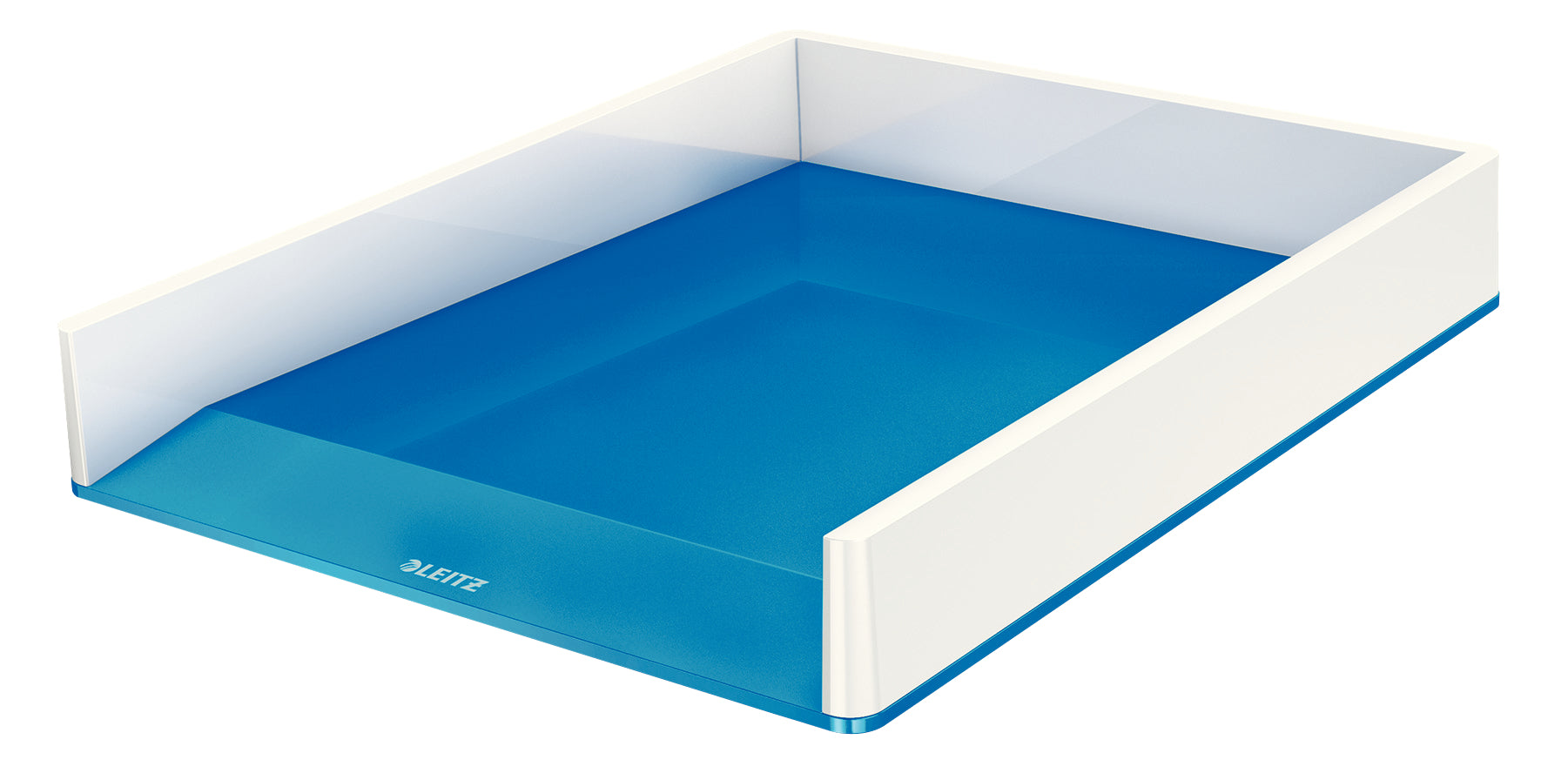 Leitz WOW Dual Colour Letter Tray A4/Foolscap Portrait White/Blue 53611036 - NWT FM SOLUTIONS - YOUR CATERING WHOLESALER