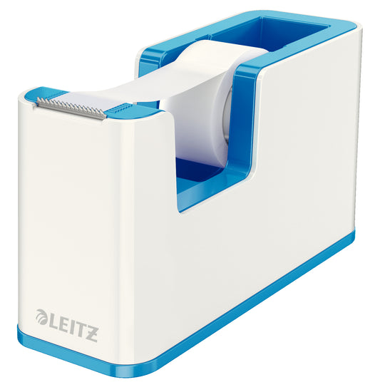 Leitz WOW Dual Colour Tape Dispenser for 19mm Tapes White/Blue 53641036 - NWT FM SOLUTIONS - YOUR CATERING WHOLESALER