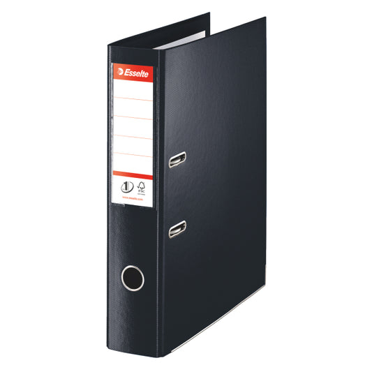 Esselte No.1 VIVIDA Lever Arch File Polypropylene Foolscap 75mm Spine Width Black (Pack 10) - 48087 - NWT FM SOLUTIONS - YOUR CATERING WHOLESALER