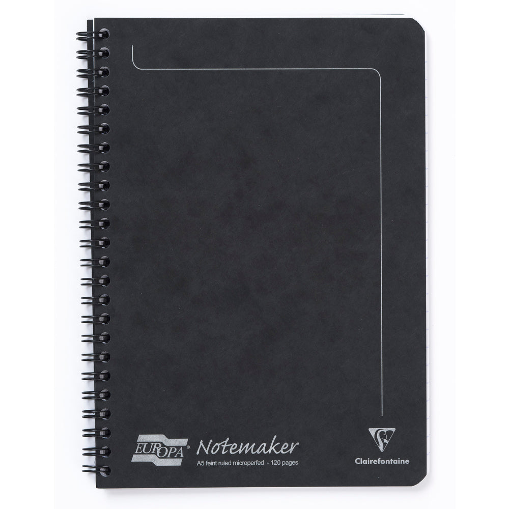 Clairefontaine Europa Notemaker A5 Wirebound Pressboard Cover Notebook Ruled 120 Pages Black (Pack 10) - 4852 - NWT FM SOLUTIONS - YOUR CATERING WHOLESALER