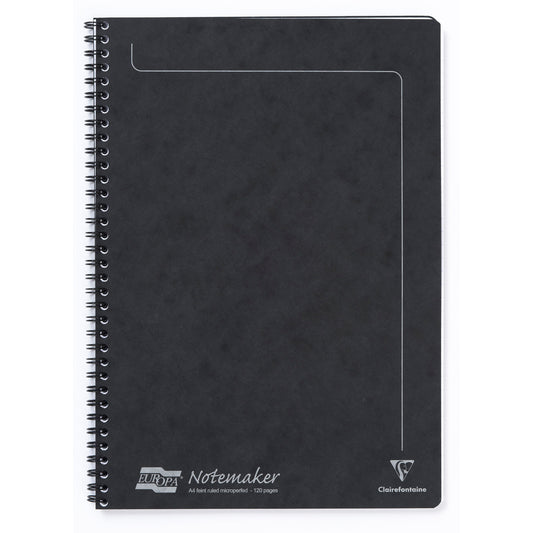 Clairefontaine Europa Notemaker A4 Wirebound Pressboard Cover Notebook Ruled 120 Pages Black (Pack 10) - 4862 - NWT FM SOLUTIONS - YOUR CATERING WHOLESALER