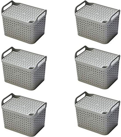 Strata Cool Grey Small Handy Basket With Lid 8L