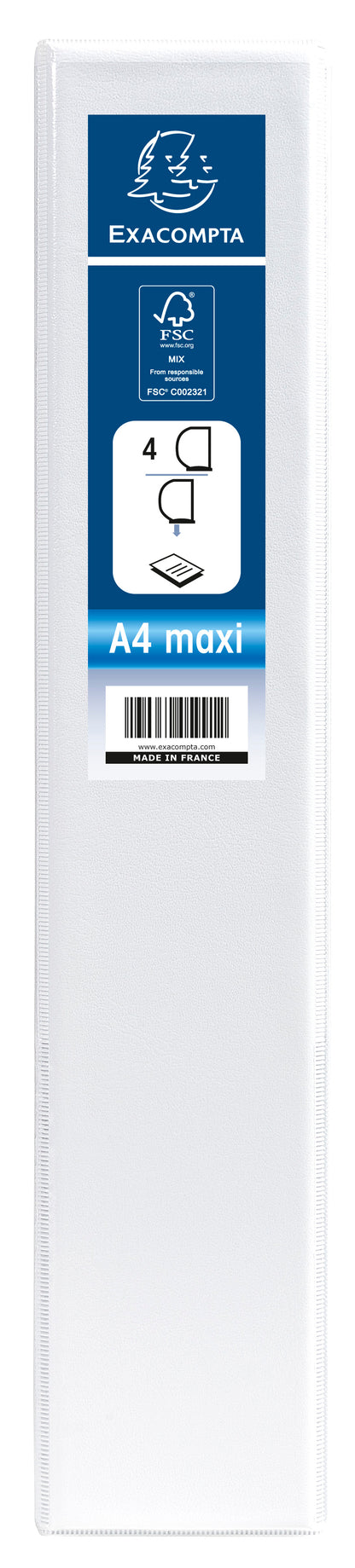 Exacompta Presentation Ring Binder Polypropylene 4 D-Ring A4+ 40mm Rings White (Pack 10) - 51843E