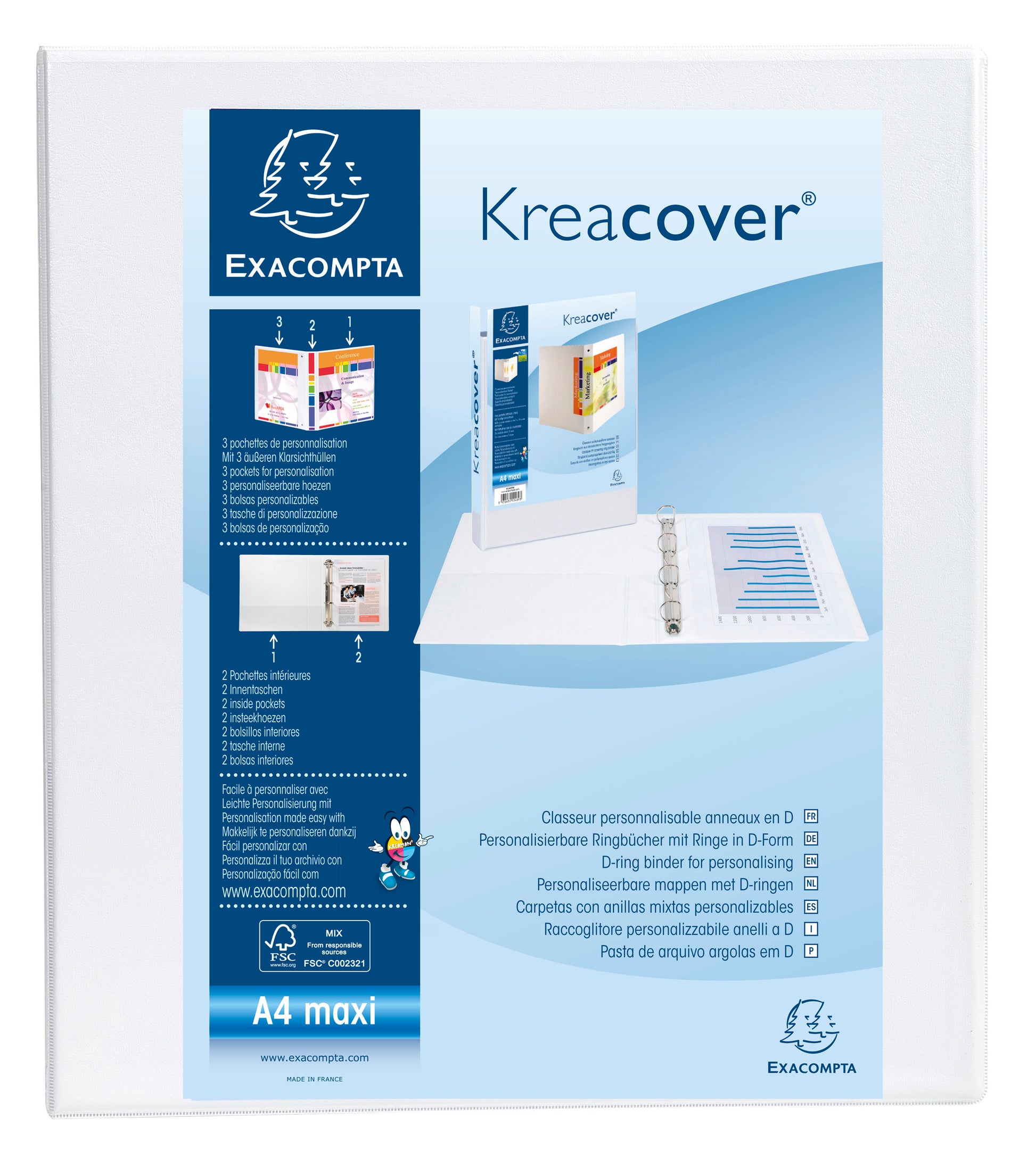 Exacompta Presentation Ring Binder Polypropylene 4 D-Ring A4+ 50mm Rings White (Pack 10) - 51844E - NWT FM SOLUTIONS - YOUR CATERING WHOLESALER