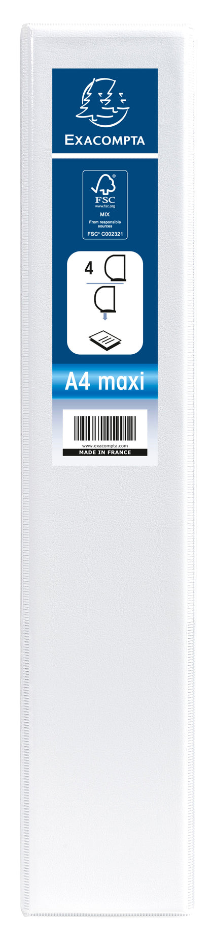Exacompta Presentation Ring Binder Polypropylene 4 D-Ring A4+ 50mm Rings White (Pack 10) - 51844E