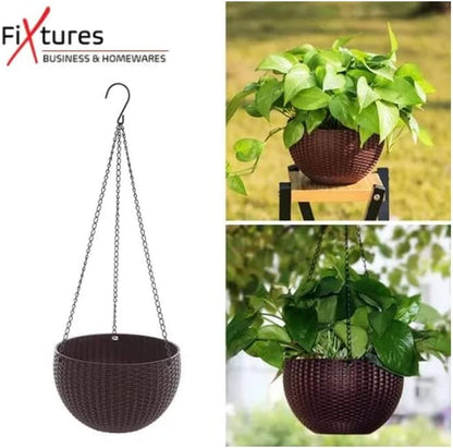 Fixtures Brown Rattan Hanging Basket 25cm x 16cm