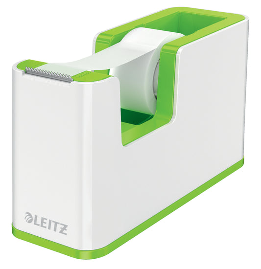 Leitz WOW Dual Colour Tape Dispenser for 19mm Tapes White/Green 53641054 - NWT FM SOLUTIONS - YOUR CATERING WHOLESALER