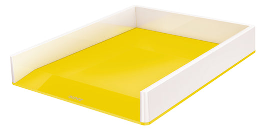 Leitz WOW Letter Tray Dual Colour White/Yellow 53611016 - NWT FM SOLUTIONS - YOUR CATERING WHOLESALER