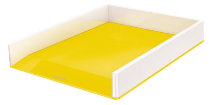 Leitz WOW Letter Tray Dual Colour White/Yellow 53611016 - NWT FM SOLUTIONS - YOUR CATERING WHOLESALER