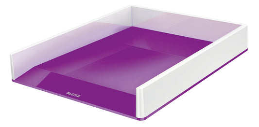 Leitz WOW Letter Tray Dual Colour White/Purple 53611062 - NWT FM SOLUTIONS - YOUR CATERING WHOLESALER