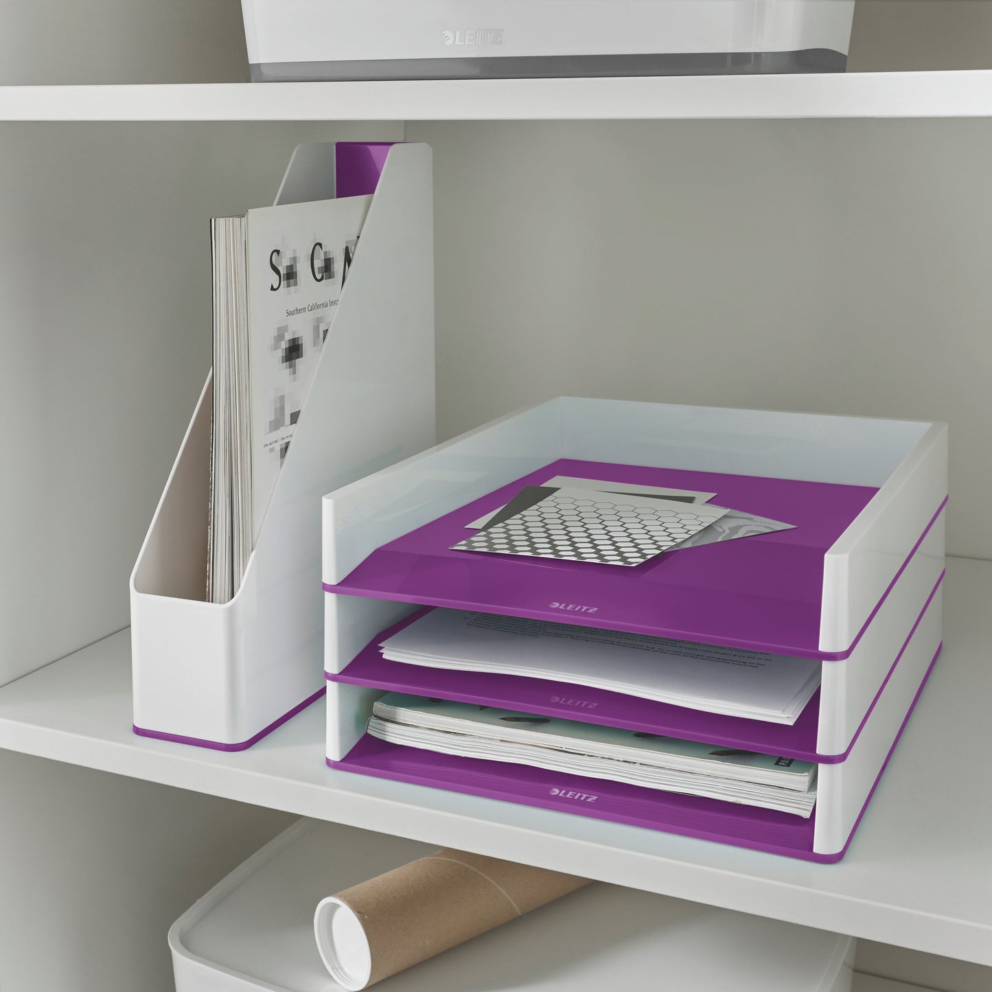 Leitz WOW Letter Tray Dual Colour White/Purple 53611062