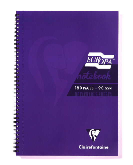 Clairefontaine Europa A4 Wirebound Card Cover Notebook Ruled 180 Pages Purple (Pack 5) - 5803Z - NWT FM SOLUTIONS - YOUR CATERING WHOLESALER