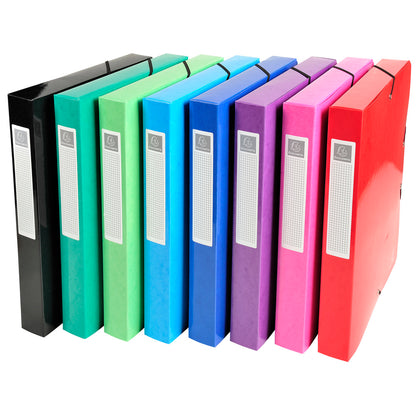 Exacompta Iderama Box File Pressboard A4 40mm Spine Width Elastic Closure Assorted (Pack 8) - 59929E - NWT FM SOLUTIONS - YOUR CATERING WHOLESALER
