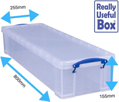 Really Useful Clear Plastic Storage Box 22L 75x21x14 cm (29.5 x 8.2 x 5.5")