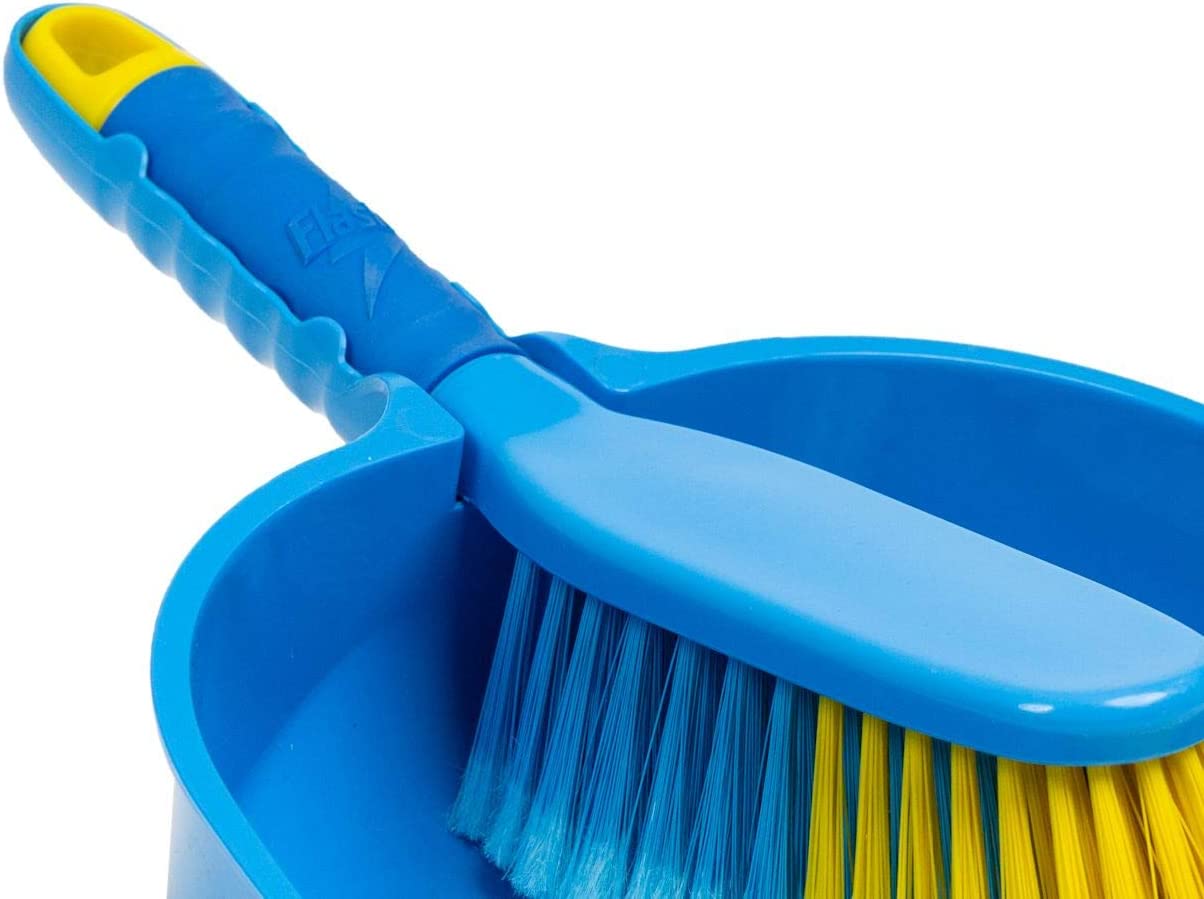 Flash Dustpan & Brush Set, Blue & Yellow Branded