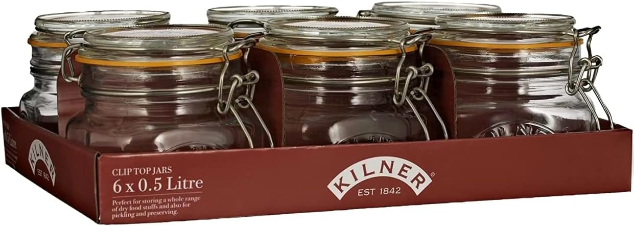 Kilner Branded 0.5 Litre ROUND Glass Clip Top Preservation Storage Jar