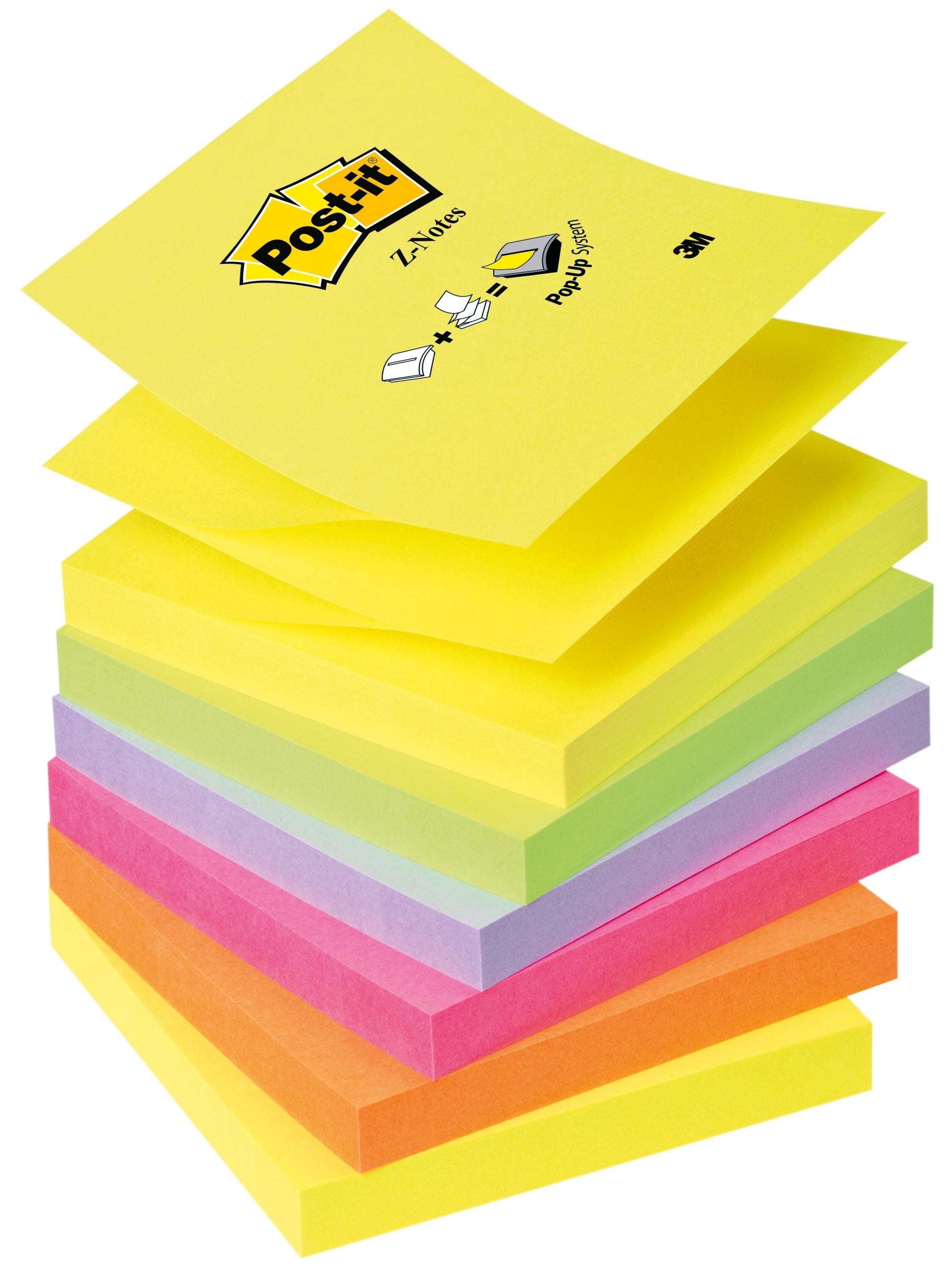 Post-it Z Notes 76x76mm 100 Sheets Neon Rainbow (Pack 6) R330-NR - 7100296020 - NWT FM SOLUTIONS - YOUR CATERING WHOLESALER