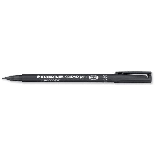 Staedtler Lumocolor CD/DVD Black Marker Pen 0.4mm Line Pack 10's