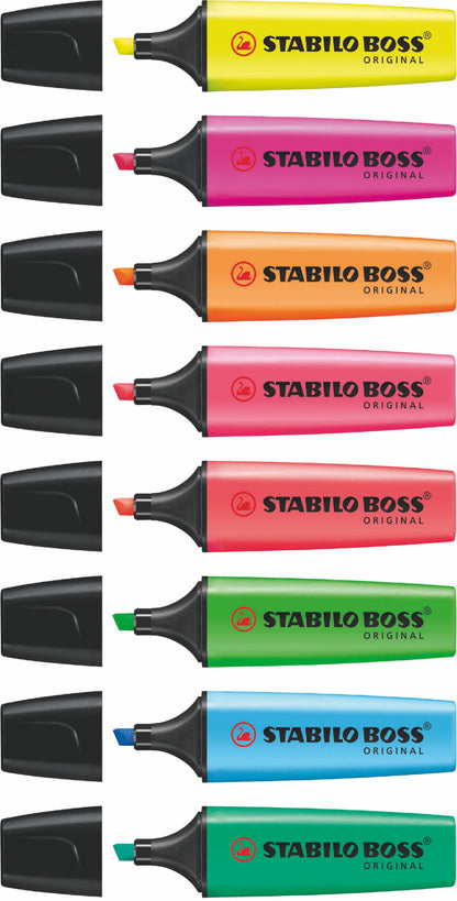 STABILO BOSS ORIGINAL Highlighter Chisel Tip 2-5mm Line Assorted Colours (Wallet 8) - 70/8