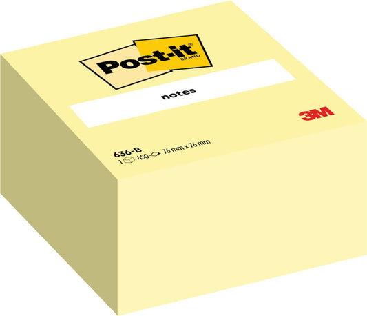 Post-it Note Cube 76x76mm 450 Sheets Canary Yellow 636-B - 7100172238 - NWT FM SOLUTIONS - YOUR CATERING WHOLESALER