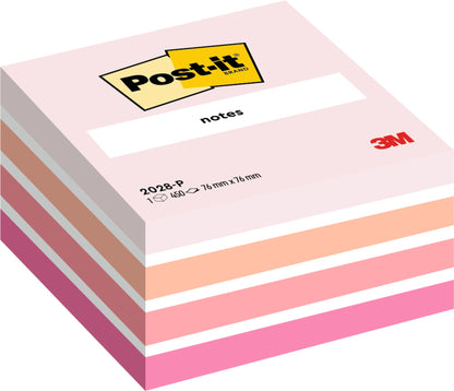 Post-it Note Cube 76x76mm 450 Sheets Pastel Pink 2028P - 7100172384 - NWT FM SOLUTIONS - YOUR CATERING WHOLESALER