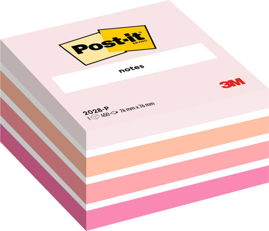 Post-it Note Cube 76x76mm 450 Sheets Pastel Pink 2028P - 7100172384 - NWT FM SOLUTIONS - YOUR CATERING WHOLESALER