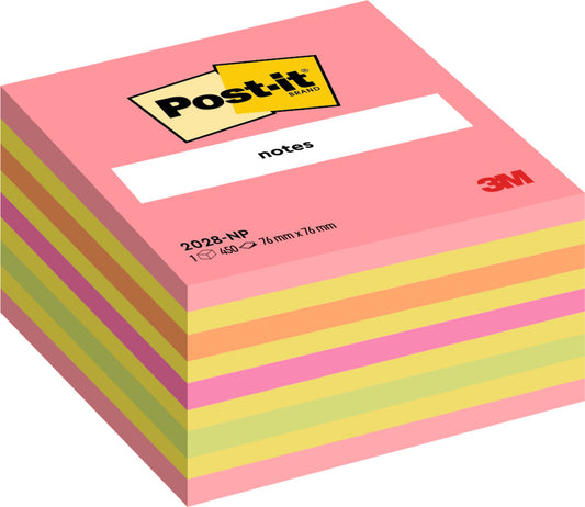 Post-it Notes Cube 76x76mm 450 Sheets Neon Pink 2028 NP - 7000080743 - NWT FM SOLUTIONS - YOUR CATERING WHOLESALER