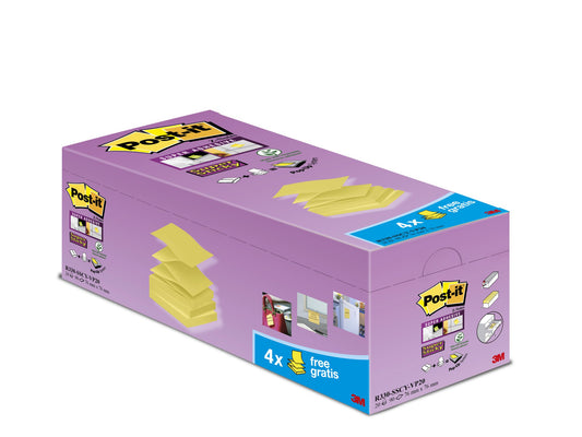 Post-it Super Sticky Z-Notes 76 mm x 76 mm Canary Yellow (Pack 16 + 4 FREE) 7100234211 - NWT FM SOLUTIONS - YOUR CATERING WHOLESALER